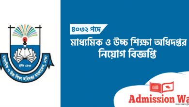 মাধ্যমিক ও উচ্চ শিক্ষা অধিদপ্তর নিয়োগ বিজ্ঞপ্তি